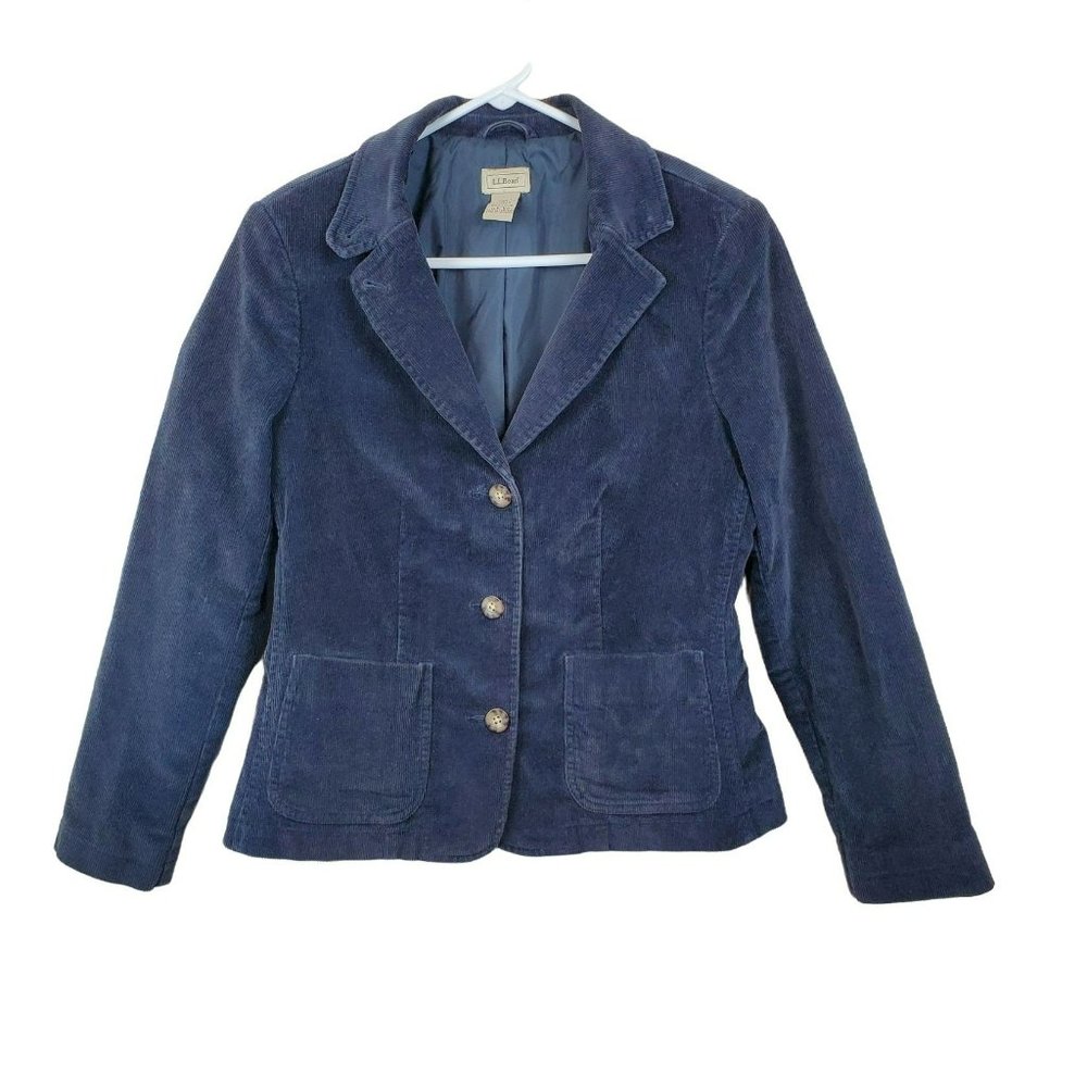 L.L. Bean Navy Corduroy Blazer with Patch Pockets